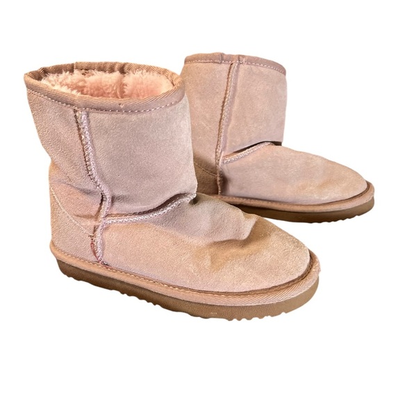 Dream Pairs Girls Faux Fur Lining Size 1 Light Pink Ankle Winter Leather Suede - Picture 1 of 11